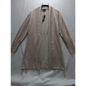 Premise Cardigan Women's L Khaki Brown Open Front Sweater Rayon Nylon NWT‎